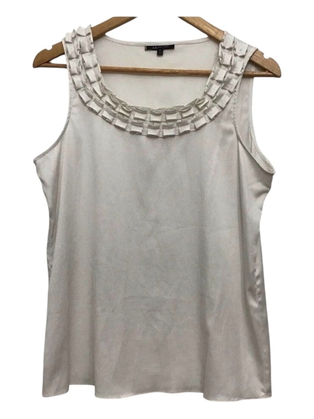Anne Klein Pleated Dressy Camisole Cream Medium Summer Fall Spring cami chic